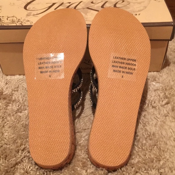 Grazie Shoes Nib Grazie Princess Sandal Thong Bling Flats 6 Poshmark